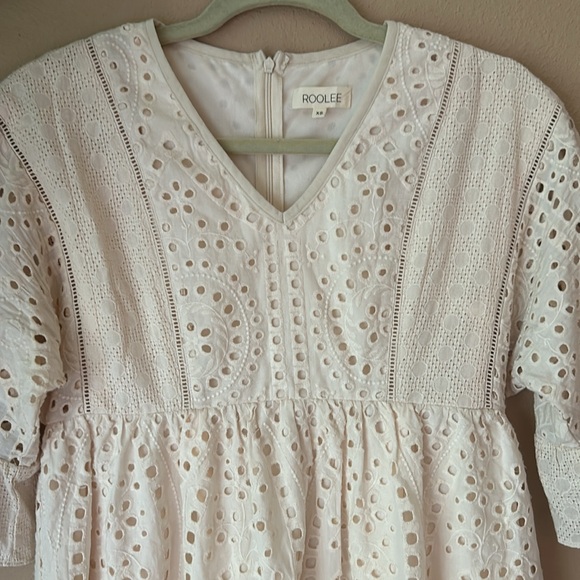 Cream Boho Lace Cotton Dress | NWOT | high waist, flattering cut - Picture 2 of 6
